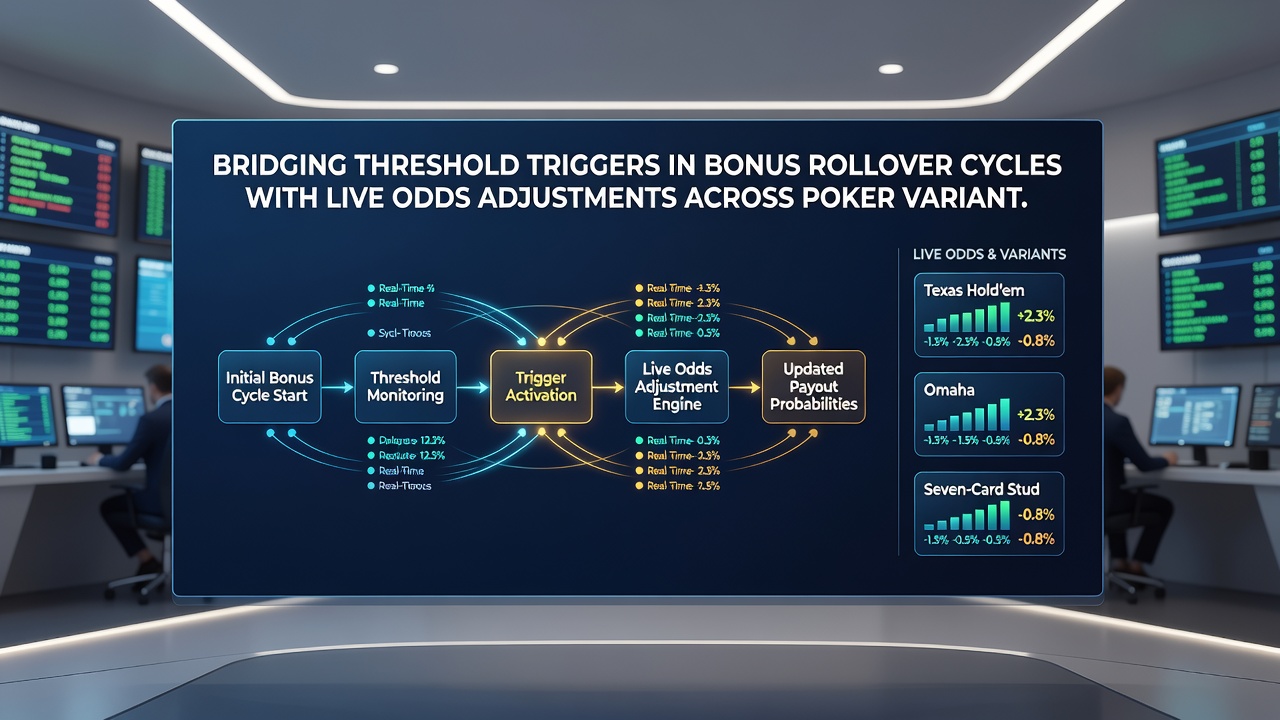 Diagram van integratie tussen poker varianten en virtuele racecircuits met odds aanpassingen