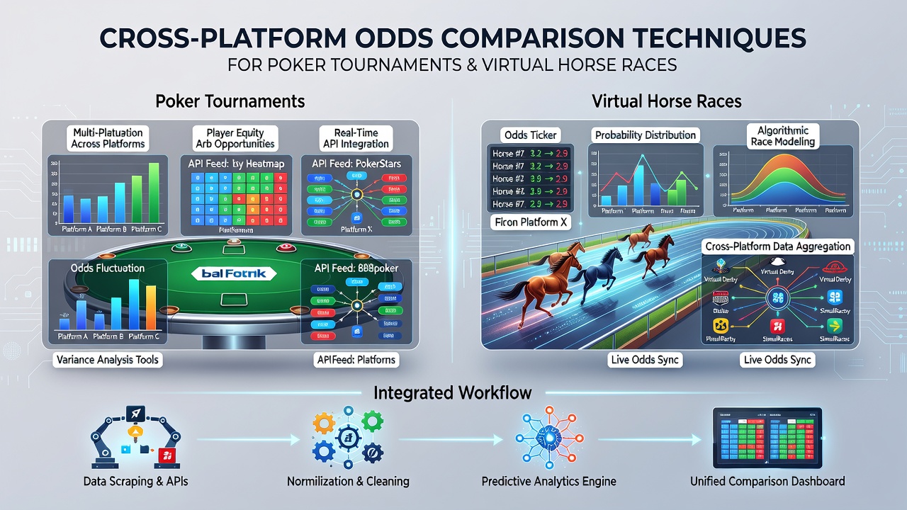 Schermafbeelding van een vergelijkingstool met live odds voor poker en virtuele races